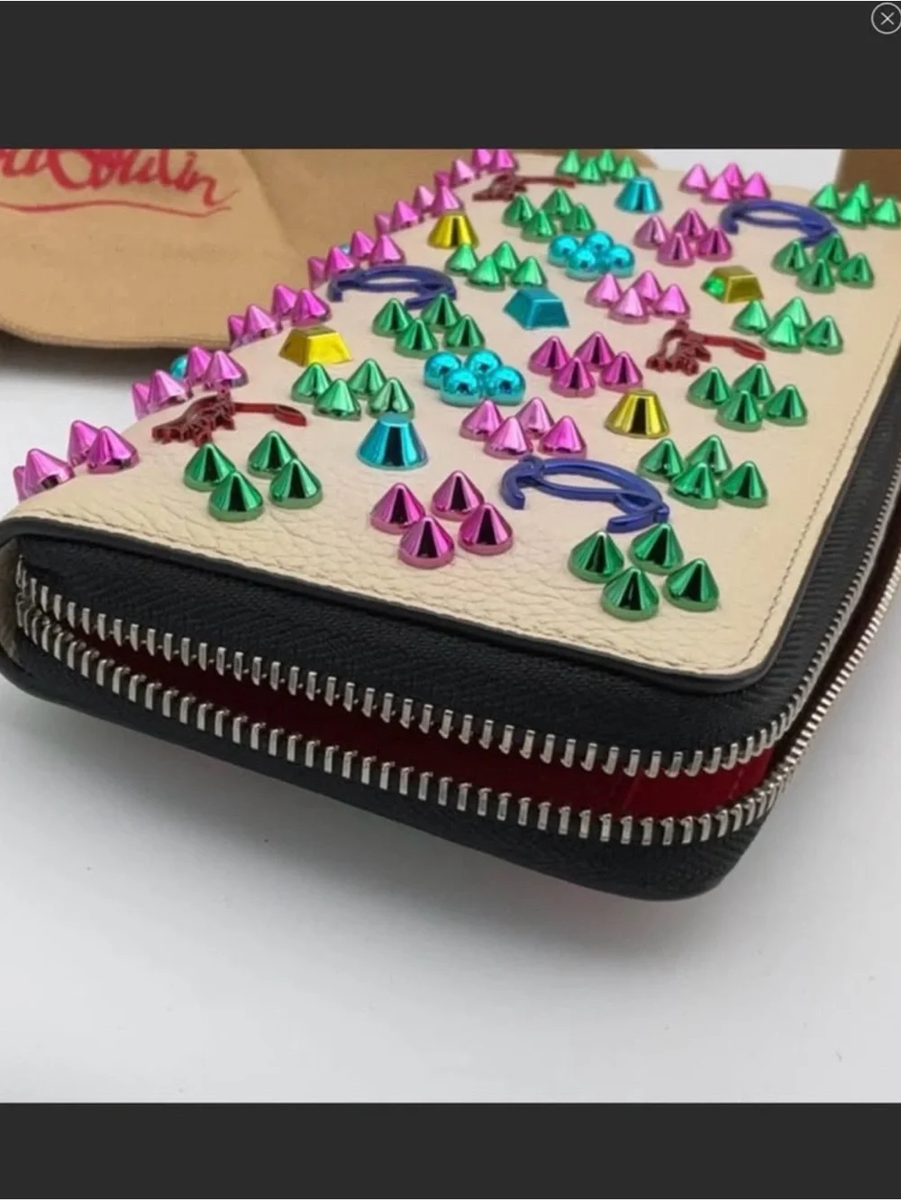 Christian Louboutin 100% authentic Panettone Wallet NV Calf EMP/SP Ivory mix Mul